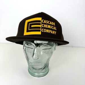 Vintage Cascade Chemical Company Brown and Yellow Men's Trucker Hat